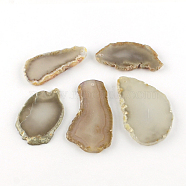 Dyed Mixed Shape Natural Agate Gemstone Big Pendants, Gray, 39~85x26~62x5~6mm, Hole: 2mm(G-R300-05)