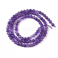 Natural Amethyst Beads Strands, Faceted, Round, 3.5~4mm, Hole: 0.9mm, about 100~101pcs/strand, 15.1 inch~15.3 inch(38.5~39cm)(G-F619-46C)