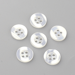 4-Hole Plastic Buttons, Flat Round, Seashell Color, 17.5~18x2mm, Hole: 2mm(BUTT-S020-11-18mm)