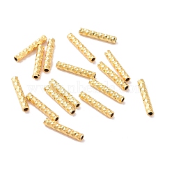 925 Sterling Silver Tube Beads, Fancy Cut, Real 18K Gold Plated, 10x1.8mm, Hole: 1mm, about 90pcs/10g(STER-D035-11G)