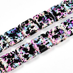 Synthetic Turquoise Beads Strands, Spray Painted, Square, Violet, 20x20x6.5mm, Hole: 1mm, about 20pcs/strand, 15.63''(39.7cm)(TURQ-T004-09A-10)