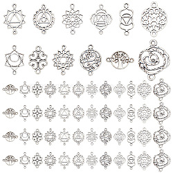 96Pcs 12 Styles Tibetan Style Alloy Hollow Connector Charms Sets, Mandala Flower & Flat Round & Chakra Links, Mixed Shapes, Antique Silver, 19.5~21.5x9.5~15x1~1.5mm, hole: 1~2mm, 8pcs/style(TIBE-GO0001-06)