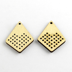 Rhombus Undyed Wood Big Pendants, Cornsilk, 53x40x4mm, Hole: 2~3mm(WOOD-R240-08)