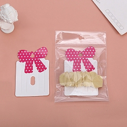Paper Hair Clip Display Cards, Rectangle with Bowknot, Deep Pink, 7.9x5x0.04cm, Hole: 6mm(CDIS-C001-02)