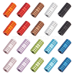 Elite 20Pcs 10 Colors Aluminum Tieless Shoelace Buckles, Screw Clasps, Column, Mixed Color, 18x8mm, Hole: 3.5mm, 2pcs/color(FIND-PH0017-66)