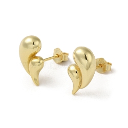 925 Sterling Silver Stud Earrings for Women, Teardrop, Golden, 12x8.5mm(EJEW-E307-12G)