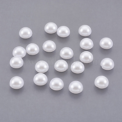 ABS Plastic Imitation Pearl Cabochons, Half Round, White, 7x3.5mm(X-SACR-S738-7mm-Z9)