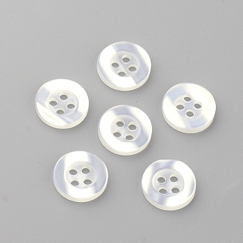 4-Hole Plastic Buttons, Flat Round, Seashell Color, 17.5~18x2mm, Hole: 2mm