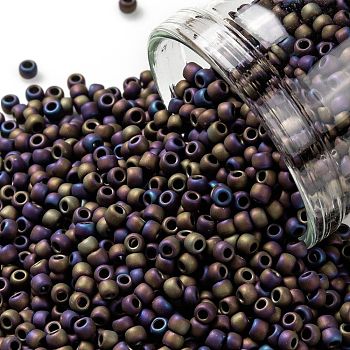 TOHO Round Seed Beads, Japanese Seed Beads, (615) Matte Color Iris Purple, 11/0, 2.2mm, Hole: 0.8mm, about 1103pcs/10g
