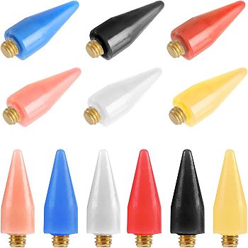 18Pcs 6 Colors Wax Replacement Head Tips for Nail Rhinestones Picker, with Plastic Cover & 201 Stainless Steel Screw Pin, Mixed Color, 21x7.5mm, Pin: 4mm, 3pcs/color