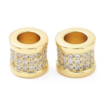 Rack Plating Brass Micro Pave Clear Cubic Zirconia European Beads, Column 
Cadmium Free & Lead Free, Column, Real 18K Gold Plated, 10x9mm, Hole: 5.5mm