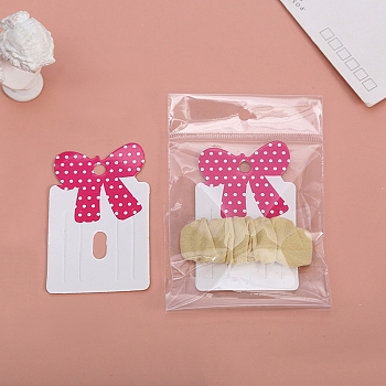 Paper Hair Clip Display Cards, Rectangle with Bowknot, Deep Pink, 7.9x5x0.04cm, Hole: 6mm