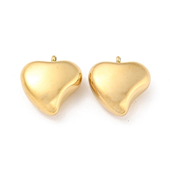 304 Stainless Steel Pendants, Heart Charm, Real 14K Gold Plated, 16x15.5x7mm, Hole: 1.5mm