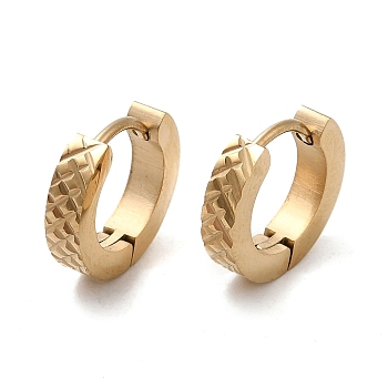 304 Stainless Steel Hoop Earrings, Chunky Earrings for Women, Real 18K Gold Plated, 12.5x3x14mm