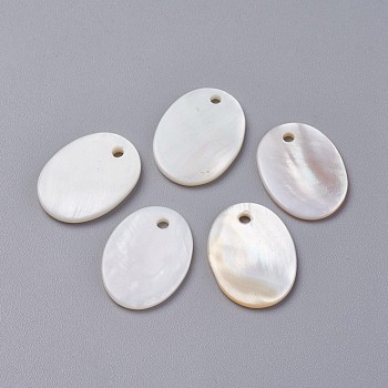 Freshwater Shell Pendants, Oval, 19~20x14~15x2mm, Hole: 2mm