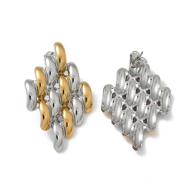 304 Stainless Steel Two Tone Stud Earrings for Women(STAS-Z117-03GP)-4