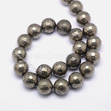 Natürliche Pyrit Perlen Stränge(G-L031-14mm-03)-3