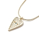 5Pcs 5 Color Cubic Zirconia Heart with Evil Eye Pendant Necklaces Set with Round Snake Chains(NJEW-JN04086)-6
