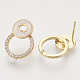 Brass Micro Pave Clear Cubic Zirconia Stud Earring Findings(KK-T054-39G-NF)-2