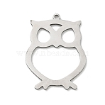 201 Stainless Steel Pendants, Owl Charms, Laser Cut, Stainless Steel Color, 29.5x22x1.5mm, Hole: 1.5mm(SA-CBA9671-01P)