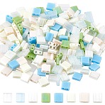 320Pcs 8 Colors 2-Hole Opaque Glass Seed Beads, Lustered, Square, Mixed Color, 5x4.5~5.5x2~2.5mm, Hole: 0.5~0.8mm, 40Pcs/color(SEED-SC0001-15B)
