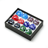 Handmade Lampwork Wide Band Finger Rings, Mixed Color, 16~19mm, about 12pcs/box(RJEW-T002-01-B)