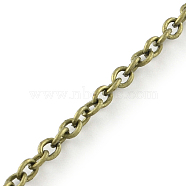 Iron Cable Chains, Unwelded, with Spool, Oval, Antique Bronze, 4.4x3.5x1.0mm, about 328.08 Feet(100m)/roll(CH-R078-17AB)