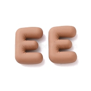 Rack Plating Spray Painted Alloy Pendants, Rubberized Style, Brown, Letter E, 20x14x6mm, Hole: 1.5mm(FIND-C062-08E)