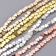 Non-magnetic Synthetic Hematite Beads Strands, Galvanic Plating(Color Retention for 1 Year), Heart, Mixed Color, 6x6x2mm, Hole: 0.8mm, about 67pcs/strand, 15.75 inch(40cm)(G-A181-A03)
