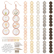 Elite DIY Blank Dome Earring Making Kit, Including Flat Round Alloy Pendant Cabochon Settings, Brass Earring Hooks, Glass Cabochons, Mixed Color, 120Pcs/box(DIY-PH0017-28)
