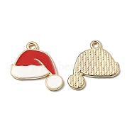 Alloy Enamel Pendants, for Christmas, Christmas Hat, Golden, Red, 21x19x1.4mm, Hole: 1.8mm(ENAM-Z001-05G)