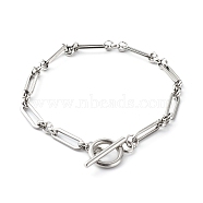 304 Stainless Steel Figaro Chain Bracelets, Stainless Steel Color, 7-1/2 inch(19.2cm)(X-BJEW-JB06446)