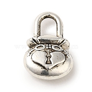Tibetan Style Alloy Pendants, Cadmium Free & Lead Free, Lock Charms, Antique Silver, 15x10x4mm, Hole: 3x4mm(TIBEP-L021-51A-AS)