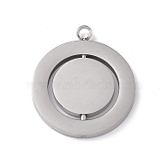 304 Stainless Steel Turnable Pendants, Flat Round Charm, Stainless Steel Color, 28.5x24.5x2mm, Hole: 2.5mm(STAS-G297-10P)