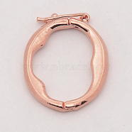 Brass Shortener Clasps, Twister Clasps, Oval Ring, Rose Gold, 21x18x2mm(KK-M004-03RG)