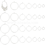 54Pcs 7 Styles Brass Hoop Earring Findings, Wine Glass Charm Rings, Long-Lasting Plated, Platinum, 21 Gauge, 15~45x16~45x3.5~4mm, Pin: 0.7mm(KK-BC0013-33P)