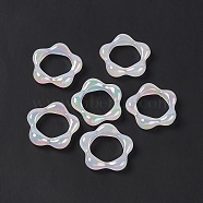 Opaque Acrylic Linking Rings, Flower, AB Color Plated, White, 27x28x6.5mm, Inner Diameter: 17.5mm(OACR-E004-12)