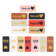 84Pcs 14 Style Imitation Leather Labels, Handmade Embossed Tag, with Holes, Rectangle with Heart & Word, Mixed Color, 50x20x1mm, Hole: 2mm, 6pcs/style(DIY-BY0001-04)