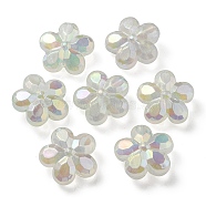 UV Plating Luminous Transparent Acrylic Beads, Glow in The Dark, Flower, Aqua, 26x27.5x12.5mm, Hole: 4.5mm(OACR-P010-16B)