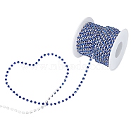 SUNNYCLUE Brass Rhinestone Strass Chains, with Spool, Rhinestone Cup Chain, Grade A, Silver, Sapphire, 3.1mm, about 10 yards/roll, 1 roll(CHC-SC0001-04A)