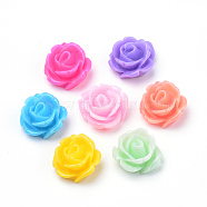 Resin Cabochons, Rose Flower, Mixed Color, 11x12x6~7mm(X-CRES-Q197-28)