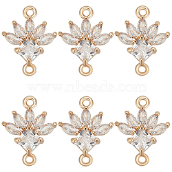 10Pcs K9 Glass Connector Charms, Flower Links with Golden Tone Brass Findings, Crystal, 19x14.5x4.3mm, Hole: 1.5mm(FIND-BBC0002-95)