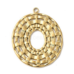 Manual Polishing 304 Stainless Steel Pendants, Oval Charm, Real 18K Gold Plated, 31x25x1.5mm, Hole: 1.8mm(STAS-P335-21G)