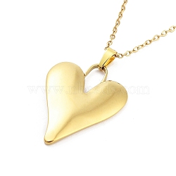 Heart 304 Stainless Steel Pendant Necklaces, Cable Chains Necklaces for Women, Real 18K Gold Plated, 15.75 inch(40cm), pendant: 33x24.5mm(NJEW-G083-01C-G)