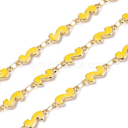 Handmade Alloy Enamel S Shape Link Chains, with Spool, Soldered, Long-Lasting Plated, Lead Free & Cadmium Free, Golden, Gold, 13x5x2mm, about 16.4 Feet(5m)/roll(ENAM-F138-05C-RS)