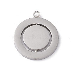 Non-Tarnish 304 Stainless Steel Turnable Pendants, Flat Round Charm, Stainless Steel Color, 28.5x24.5x2mm, Hole: 2.5mm(STAS-G297-10P)