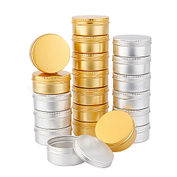 Round Aluminium Tin Cans, Aluminium Jar, Storage Containers for Cosmetic, Candles, Candies, with Screw Top Lid, Platinum & Golden, 8.6x3.8cm, Inner Diameter: 7.9cm, Capacity: 150ml, 20pcs/box(CON-PH0001-96)