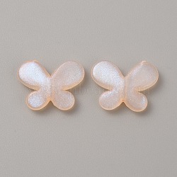 Transparent Resin Beads, Glitter Beads, Butterfly, PeachPuff, 15x19.5x4.5mm, Hole: 1.8mm(RESI-TAC0007-24A)