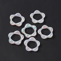 Opaque Acrylic Linking Rings, Flower, AB Color Plated, White, 27x28x6.5mm, Inner Diameter: 17.5mm(OACR-E004-12)