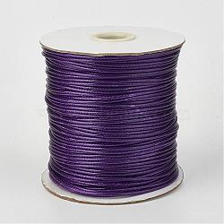 Eco-Friendly Korean Waxed Polyester Cord, Purple, 1mm, about 169.51~174.98 Yards(155~160m)/Roll(YC-P002-1mm-1105)
